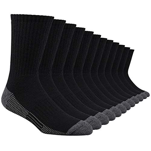 Heatuff 12 Pairs Men's Cotton Performance Athletic Crew Extra Heavy Cushion Socks
