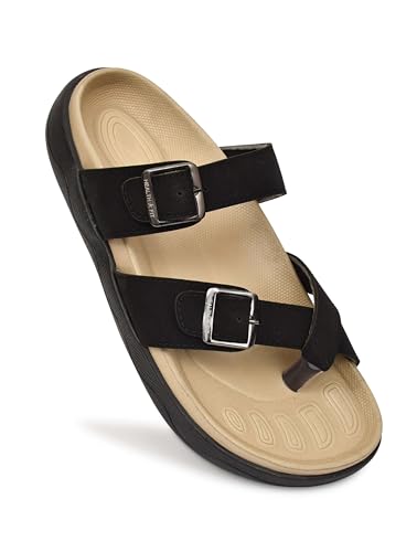 Image of HEALTH FIT Extra Soft Premium Classic Cushion Sliders /with Adjustable Buckle Strap & Light Weight Anti-SkidWaterproof Luxurious Slippers for Men's HF119