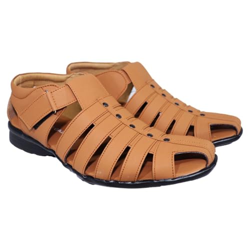 Image of Men's Sandals The Ultimate Blend of Comfort, Style, and Durability Comfortable Fisherman Sandals, Premium PU Padding, Synthetic Leather, Tan - Stylish Footwear