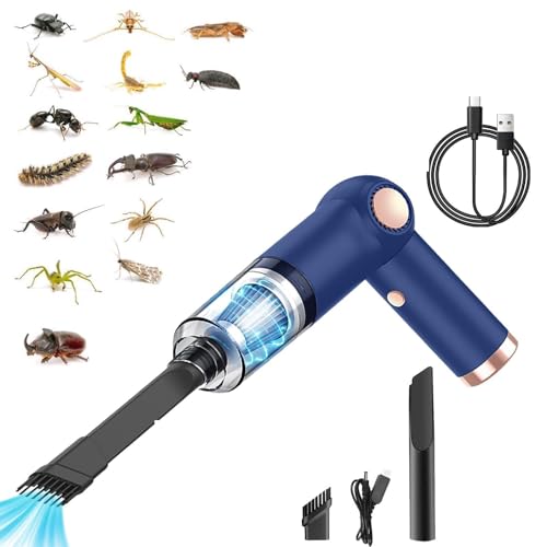 Bug Vacuum for Adults Catcher Insect and Spider Traps Foldable Cordless Handheld Vacuum Cleaner Rechargeable Bug Catcher Strong Suction with Brush Head for Ant Moth Cockroach Small Bedbug