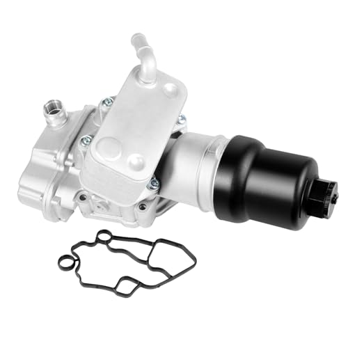 Aluminium Oil Filter Housing with Engine Oil Cooler Assembly 06F115397H Fit for VW Passat GTI Jetta Eos Golf Audi A3 A4 TT Ouattro Volkswagen FSI 2.0L Turbo 2005-2013 Replace 06F115397K