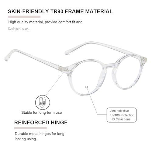 Image of Gleyemor Blue Light Glasses for Men Women, Vintage Round Frame Eyeglasses