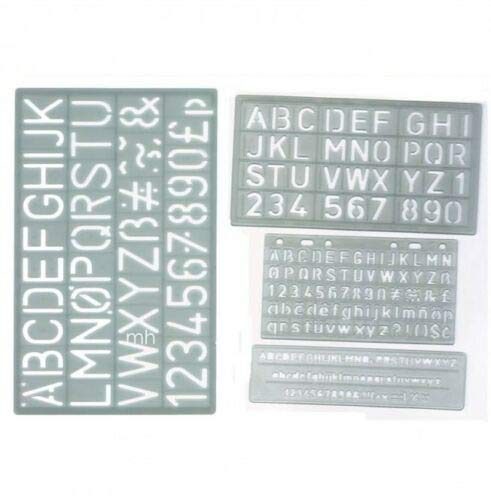 TRTO 5mm 10mm 20mm & 30mm Set 4 Upper CASE Alphabet & Number Lettering Stencil Craft