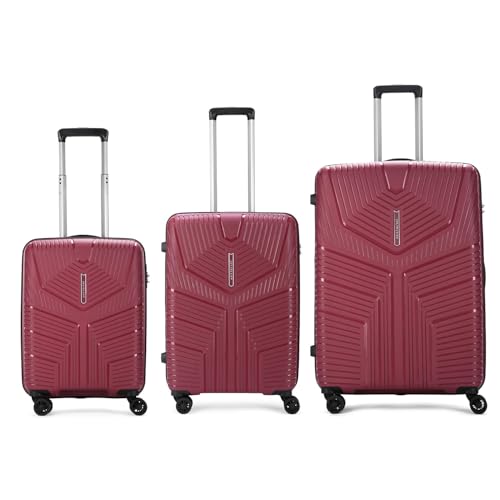 Image of VIP Aristocrat Slay 55, 66 & 75 Cm Polyproplyene Hard-Sided 4 Wheels Spinner Luggage Set of 3 Trolley Bags for Travel with Combination Lock| 3 Years Warranty (RED)
