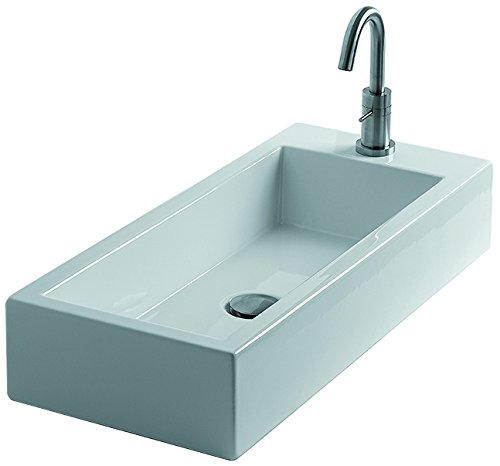 WS Bath Collections Hox Large 70C - WS06101F Ceramic Vessel Bathroom Sink with Single Faucet Hole without Overflow, 27.6