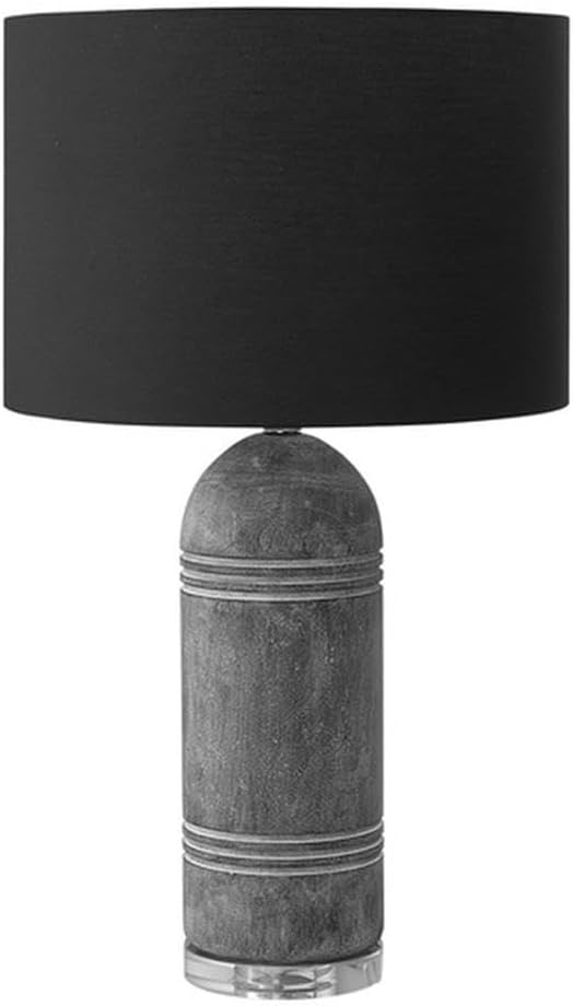 Pemberly Row 28" Gray Stone-Look Resin Table Lamp, Black Fabric Shade, 3-Way Switch, Acrylic Base, Modern Design, 100W Max Bulb, Living Room, Bedroom, Office Lighting Fixture