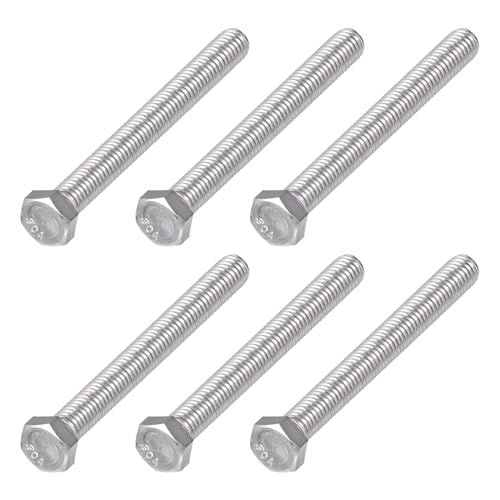 Image of METALLIXITY Hex Head Bolts (3 /8-16 x 3-1 /2 inch) 6Pcs, 304 Stainless Steel 18-8, Fully Threaded, External Hex Drive, Plain Finish, Hex Head Screw Bolt, Silver