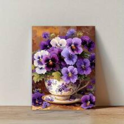 Impression sur toile fleurs violettes 40x60 cm avec cadre interne pour decoration murale - 2