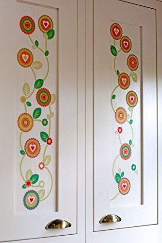 Flower wall stickers, boho wall stickers, retro wall stickers for kitchen, kitchen cupboard decor, kitchen decoration, kitchen art