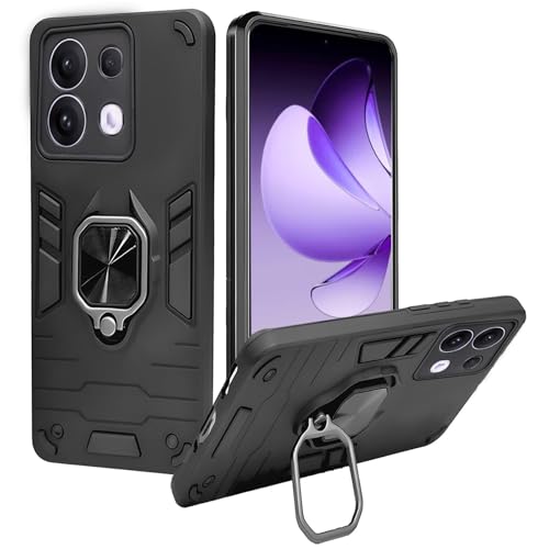 Image of A rtistque Tough Armor Bumper Back Case Cover for Oppo Reno 13 Pro 5G | Stylish Ring Holder & Inbuilt Stand | Shockproof TPU Protective Design | 360 Degree | Oppo Reno 13 Pro 5G Back Cover - Black