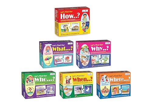Image of Creative's 'WH' Question Series Pack of 6 - Let's Find Out What, When, Who, Where, Why & How | Develops Language - Visual Discrimination - Reasoning Skills - Learning & Education - Ages 4 & up