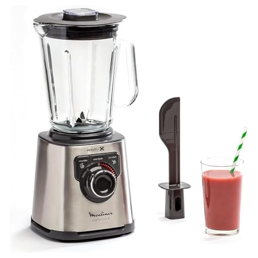 Moulinex Perfect Mix, Batidora de vaso 1200 W, jarra de vidrio resistente, acabados en acero inoxidable, selector de velocidad retroiluminado, 3 programas automáticos, modo manual y autoclean LM811D