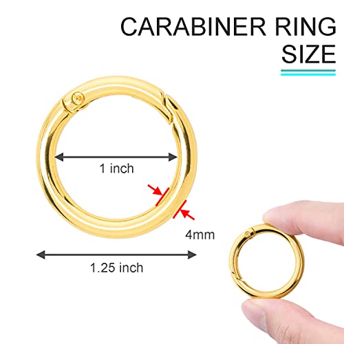 Image of 10 Pack 1 Inch Gold Spring O Rings, Metal Keychain Ring Round Carabiner Clips for Replacement Purse Ring Hardware, Keyrings Buckles, Paracord Keychain Lanyard, Home Car Keyrings Attachment