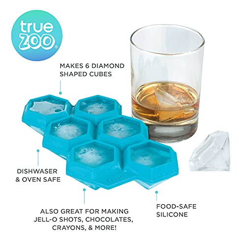 Truezoo Diamond Silicone Mold Tray For Whiskey Bath Bombs, Candy, Soap, And Diy Crafts, Dishwasher Safe, 1.75", Blue, Set Of 1, Makes 6 Ice Cubes #TOP1