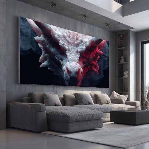 Tableau Dragon Fantastique 50x100cm Toile Horreur et Fumée pour Salon Adulte