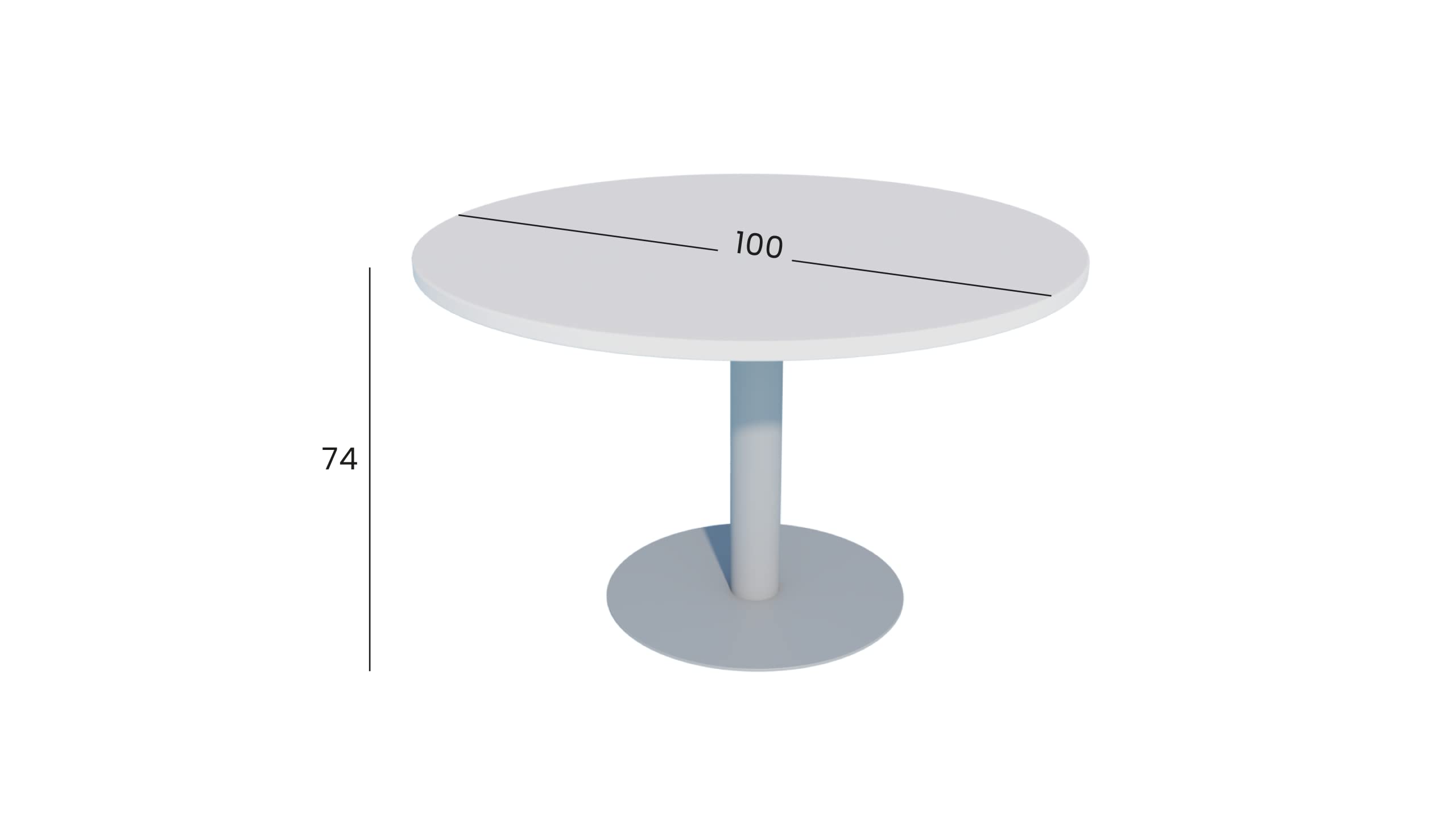 Mesa de Reuniones, Redonda, Blanco. 100Ø. con Base Cilíndrica.
