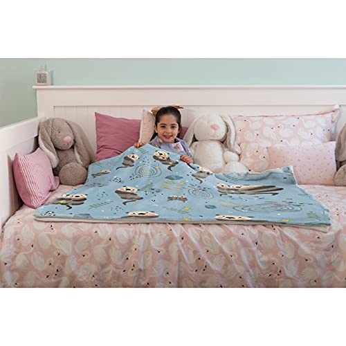 Blue Cute Sea Otters Animal Printed Throw Blankets Super Soft Fluffy Comfortable Flannel Fleece Cozy Plush Blanket For Couch Bed Travel 50“X40 Small For Kids #TOP7