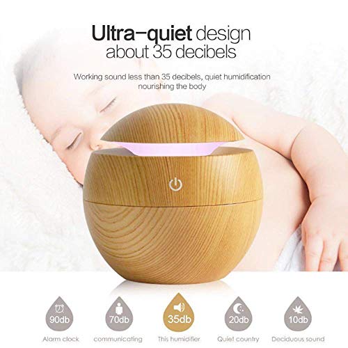 Wood Cool Mist Ultrasonic Humidifier for Room Moisture, Aroma Diffuser for Home, Essential Oil Diffuser with Colorful Light, Auto Shut-Off Ideal for Office, car, Travel, Home - Image 5