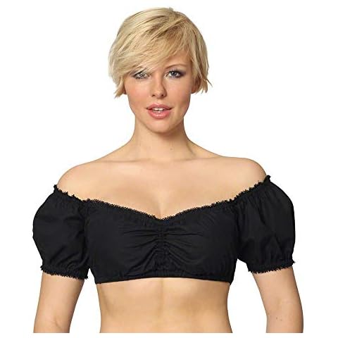 Women's Dirndl Blouse Bavarian Oktoberfest Costume German Traditional White Blouse Shirt Beer Festival Tube Cropped Top - black - M Cover