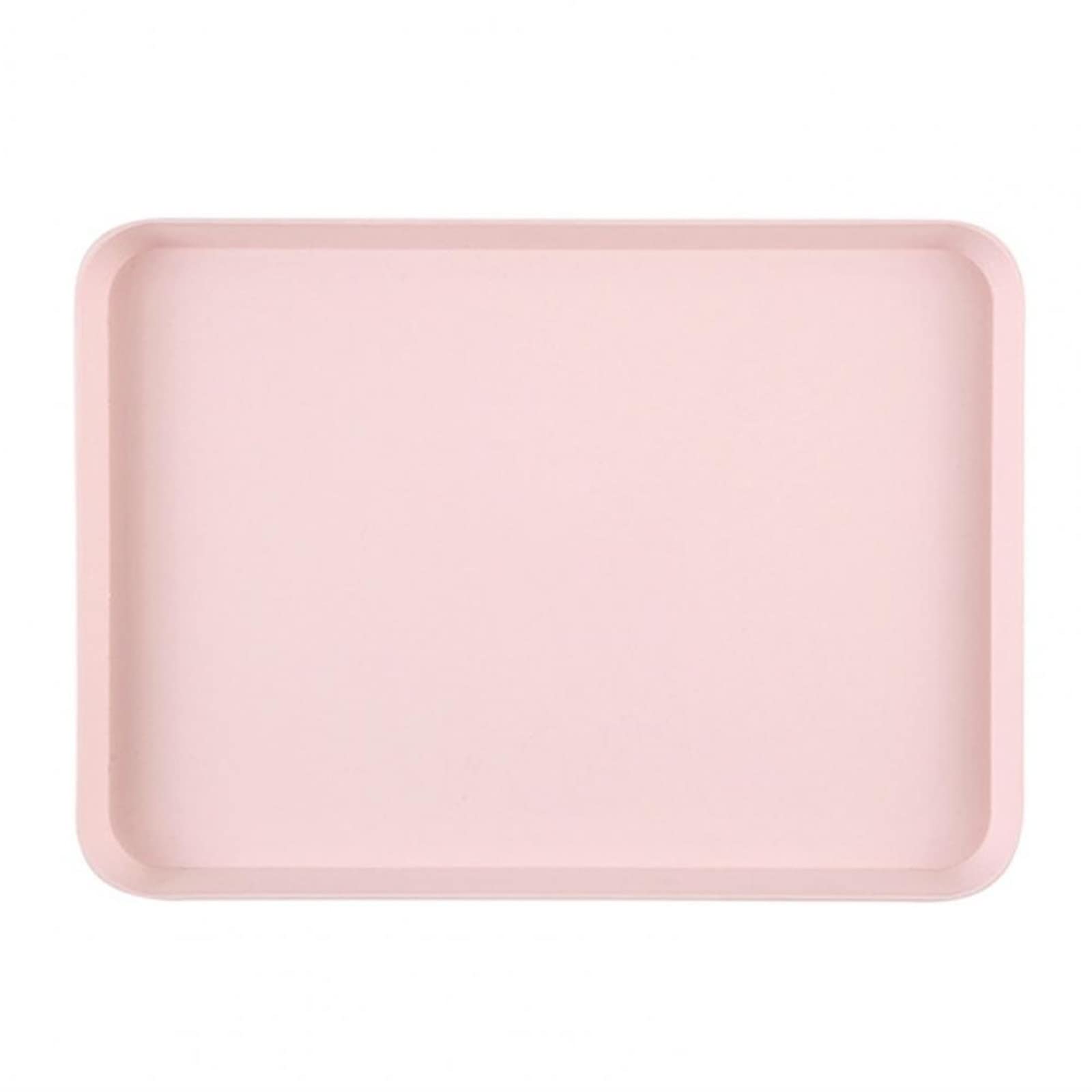 JINGYAN Breakfast Trays Rectangular Tea Tray Plastic Storage Home Kitchen Fruit Dessert(Pink,L)