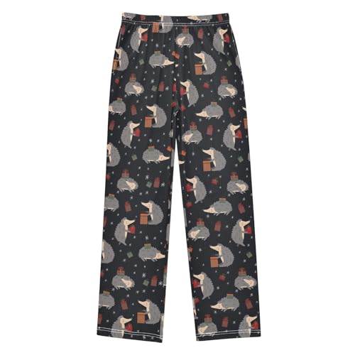 ZZXXB Christmas Hedgehog Gift Boys Long Pants Soft Trousers Elastic Waist Kids Lounge Bottoms with Pockets S-XL