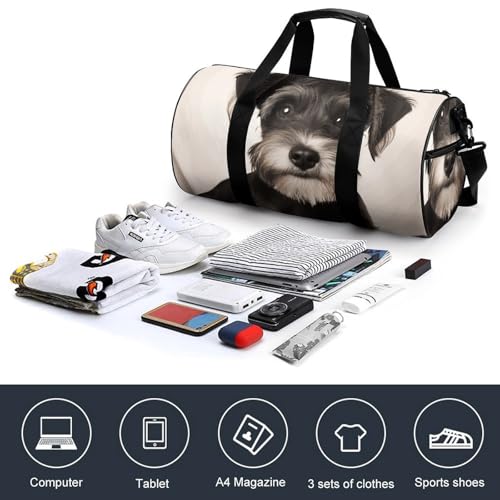 Cute Schnauzer Gym Bag for Men Women, Sturdy Oxford Cloth Travel Bags with Removable Shoulder Strap, Waterproof Duffel Bag for Fitness, Travel, Yoga4