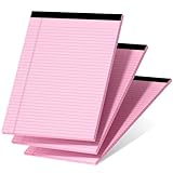 3 Pcs Legal Pads 8.5 x 11 Pink Note Pads 8.5 x 11 Notepad Total 75 Sheets, Micro Perforated Writing Pads Color Lined Paper College Ruled Pad of Paper Notebook To-Do List for School & Office Supplies