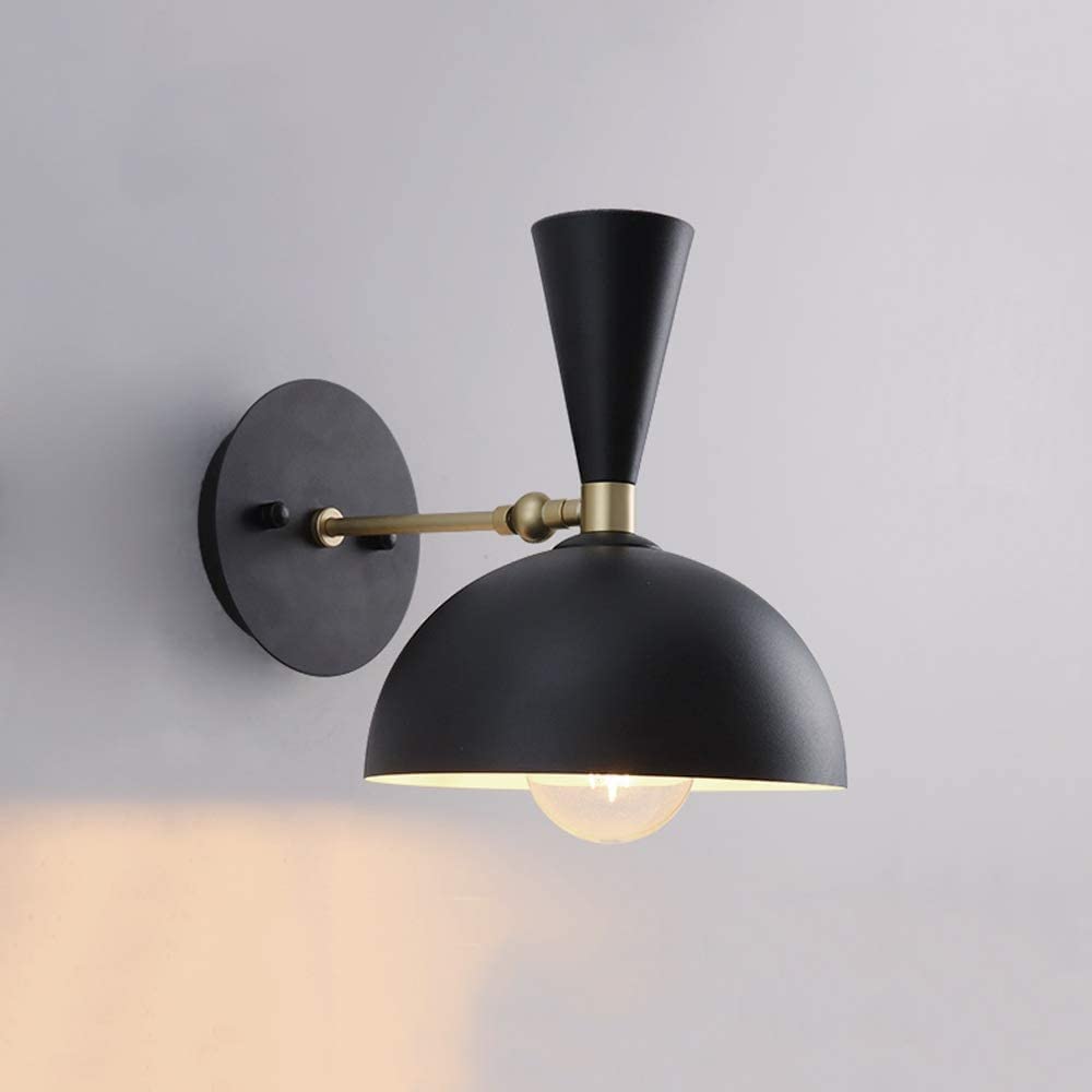 Modenny Vintage Industrial Wall Sconce Lights Retro Loft Edison E27 Bulb Wall Lamp Adjustable Rocker Arm Indoor Lighting Wall Lantern Decoration Kitchen Living Room Bedroom (Color : Black)