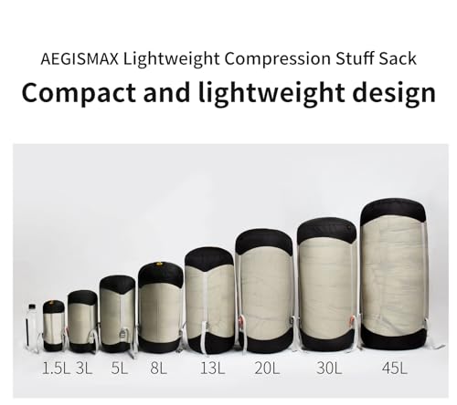 AEGISMAX Sacco Di Compressione Ultralight 1.5L-45L – Impermeabile In Nylon, Per Sacco A Pelo E Abbigliamento Outdoor