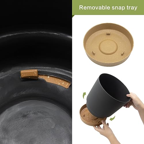 QCQHDU 8 inch Plant Pot, 2 Pack Planters for Indoor Plants with Drainage Holes & Saucer, Outdoor Flower Pots Home Garden Modern Decor - Image 5