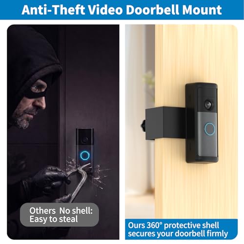 Image of Anti-Theft Ring Doorbell Mount for 2026 Newest Ring Battery /Other Doorbell /Plus /Pro (2nd Gen), No-Drill Camera Doorbell Kits, Non-Blocking Motion Sensor, Accessories for Apartment & Rental, Black