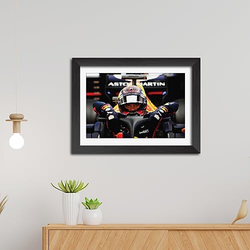 Image of TenorArts Max Verstappen Poster F1 Driver Posters Formula One Photo Frame Painting with Matt Finish Black Texture (12 inches x 9inches)
