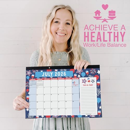 Image of Hadley Designs Large Teacher Desk Calendar 2026-2027 - Desktop Calendar 2026, 18-Month Academic Desk Calendars for School, Home & Office, Cute Classroom Must Haves, Back to School Teacher Gifts