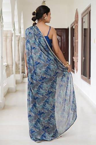 Image of MIRCHI FASHION Saree for Woman Chiffon Colorblock with Foil Work | Shimmer Festive Women's Sari for Wedding Functions and Ceremonies
