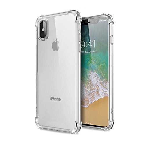 Image of Dashmesh Shopping Shock Proof Protective Anti Shock, Soft Transparent Back Case Cover for Apple iPhone X [Bumper Corners with Air Cushion Technology]