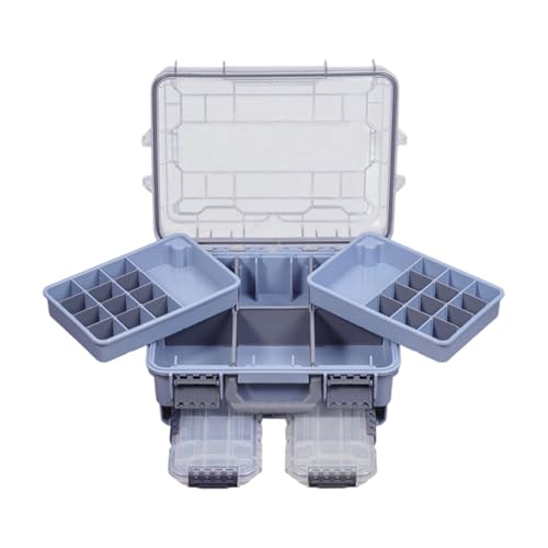 ダブルレイヤーコンテナ釣りタックルボックスマルチコンパートメント取り外し可能な仕切りオーガナイザールアーフックケースマルチコンパートメント機器ボックス