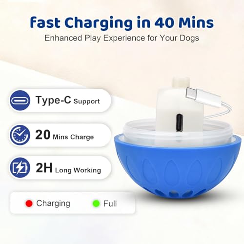 Pipihome Interaktives Hundespielzeug Ball, Hundeball Elektrisch Automatisch Rollender mit LED-Lichtern Spielball, Hundespielzeug Intelligenz für Kleine/mittlere/große Hunde, USB Wiederaufladbar