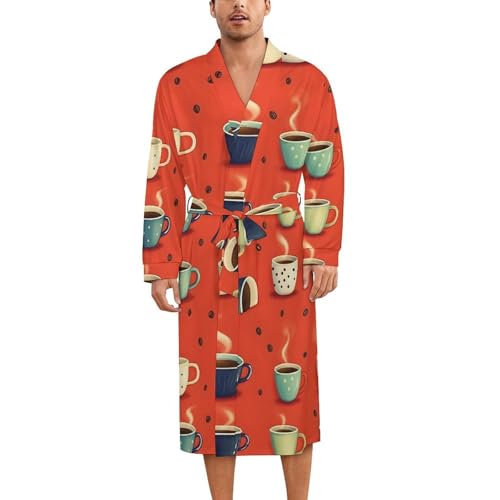 Robe de nuit en soie contre la chaleur nocturne : pyjama léger imprimé café pour couple
