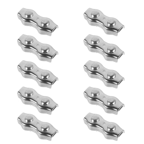 BUGUUYO Set da 10 Morsetti per Cavi Metallici Duplex in Acciaio Inox M4, Morsetto per Fune Doppia Doppio Bullone, Clip per Cavi Resistente alla Ruggine per Uso Esterno e