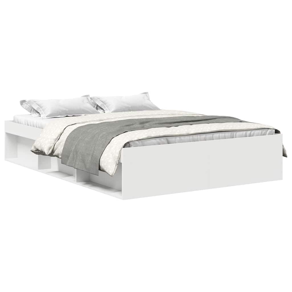 vidaXL Estructura de Cama, Somier con Almacenaje, Armazón Marco de Cama de Invitados, Mueble para Dormitorio Hogar, Blanca 140X200 cm