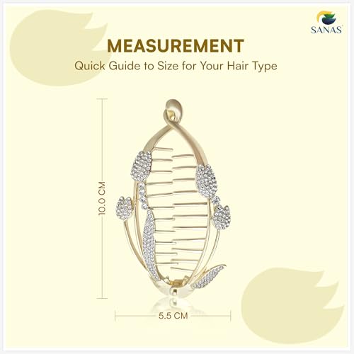 Image of Sanas (1Pcs) Banana Clips For Hair Accessories For Woman Clutchers For Hair Clips For Woman Statement Accessory Fishtail Banana Clip Fancy Lightweight Clutcher For Women Stylish (1Pcs)(Golden-Crystal)