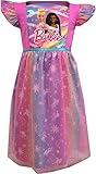 Komar Kids Barbie Girls' Nightgown with Rainbow Overlay, Pink, 10