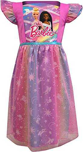 Komar Kids Barbie Girls' Nightgown with Rainbow Overlay