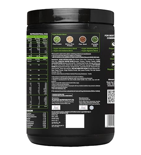 Image of Plantigo Clean Plant Protein Powder | No Preservatives, No Banned Substances | Super Protein Blend - Pea, Brown Rice, Flax | Vegan Green Protein For Men, Women (Swiss Chocolate - 1 kg x Pack of 2)