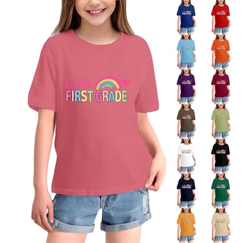 First Grade Back to School T Shirt Girls Boys Funny Graphic Short Sleeve Top Shirts with Colorful Letter Print4