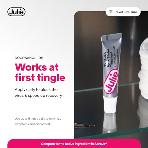 Julie Cold Sore Treatment | 10% Docosanol Antiviral Cream for Fast Relief of Fever Blisters | Over-The-Counter Lip Treatment | Heals & Protects | 0.07 oz Tube - Thumbnail 4