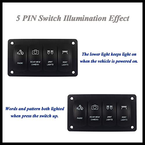 Image of Customize 4 Way Rocker Switch Panel White Led Toggle Switch Panel for Car Boat Marine RV Side by Side UTV Dashboard IP66
