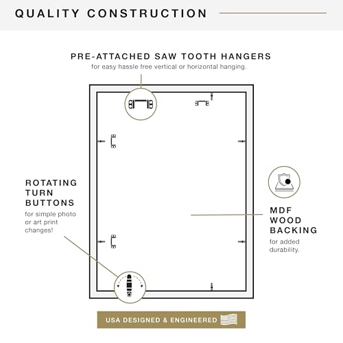 MCS Studio Gallery 18x24 Poster Frame White Woodgrain, Vertical & Horizontal Wall Hanging Large Picture Frame for Photos, Posters & Art Prints (2-Pack)