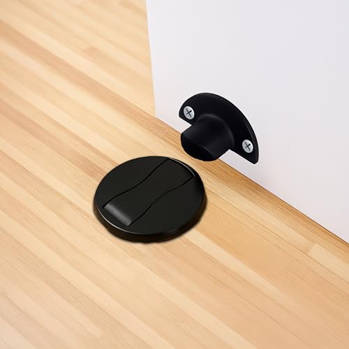Image of Round Magnetic Door Stopper Black Finish Stainless Pack 1