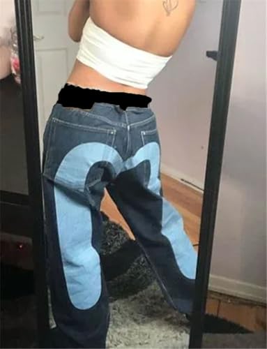 Women's Gothic Jeans Retro Street Punk Four Seasons Style Printed Wide Leg Jeans4